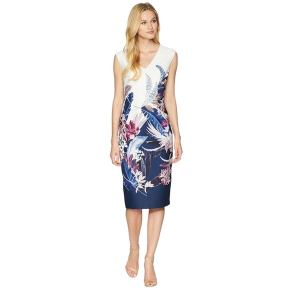Adrianna Papell Dresses & Skirts - Adrianna Papell Womens Tropical Essence Printed Sheath Dress Size 12 Sleeveless
